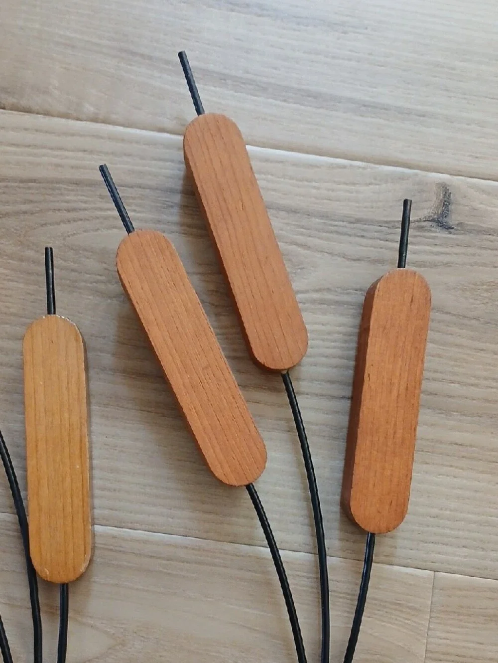 Set of 3 Wood/Metal Cattails Wall Art Decor